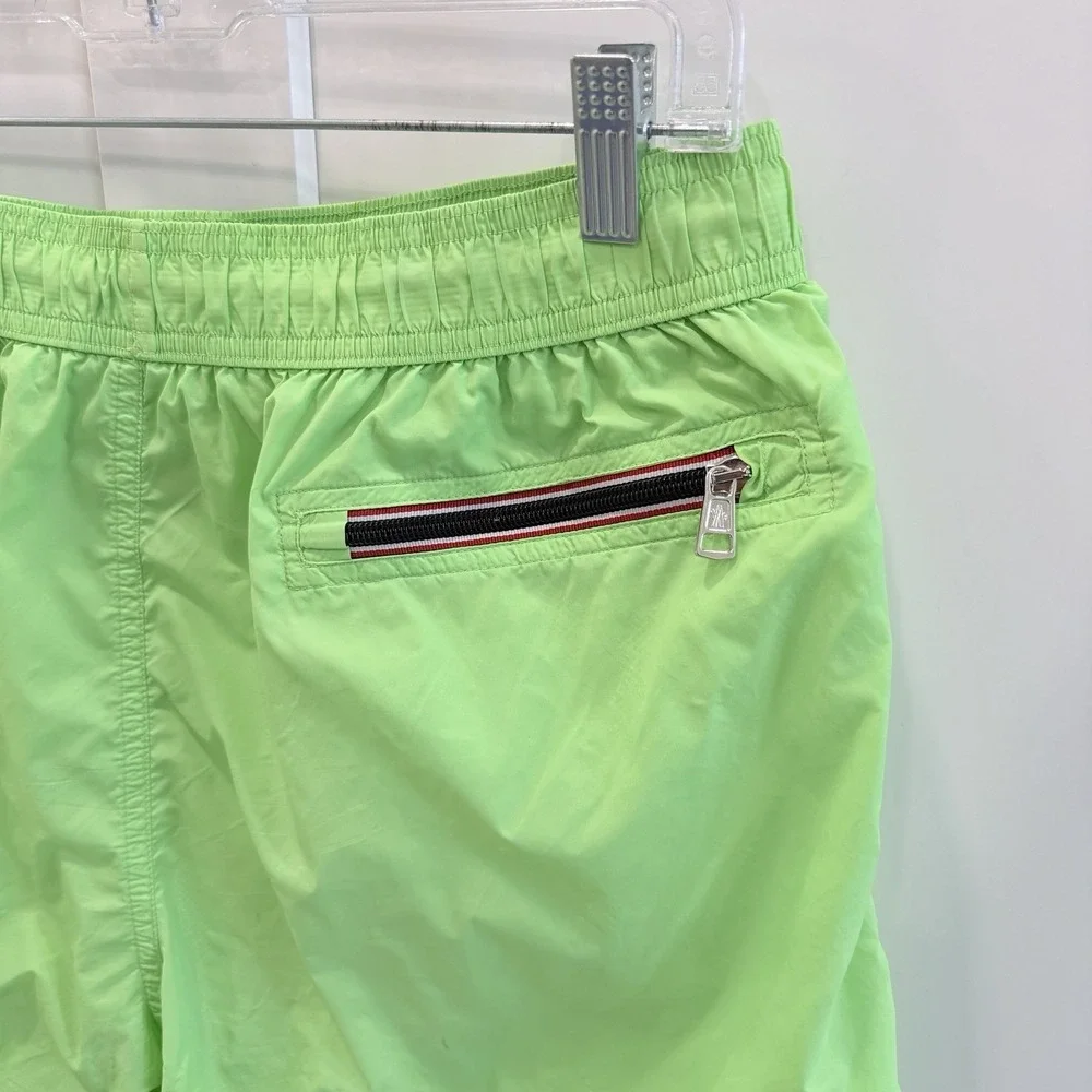 Moncler Boxer Mare Swim Shorts Neon Green Logo Patch Mesh Lined XXL
